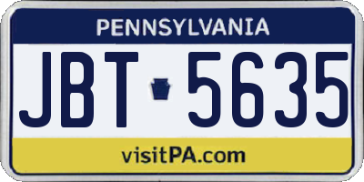 PA license plate JBT5635