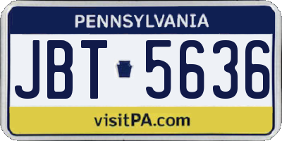 PA license plate JBT5636
