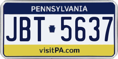 PA license plate JBT5637