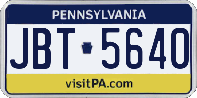 PA license plate JBT5640