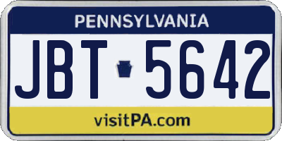 PA license plate JBT5642