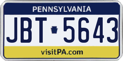 PA license plate JBT5643