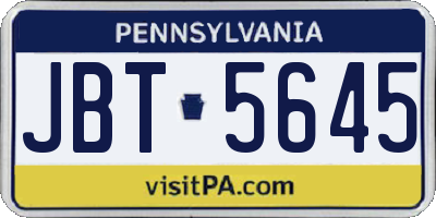 PA license plate JBT5645
