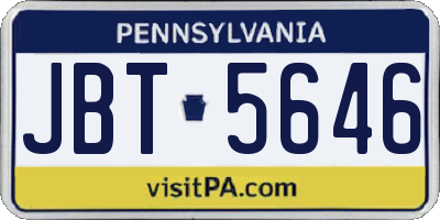PA license plate JBT5646