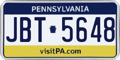 PA license plate JBT5648