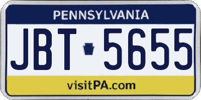 PA license plate JBT5655
