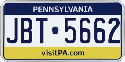 PA license plate JBT5662
