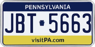 PA license plate JBT5663
