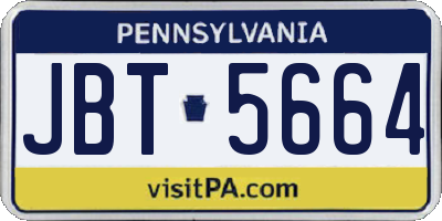 PA license plate JBT5664