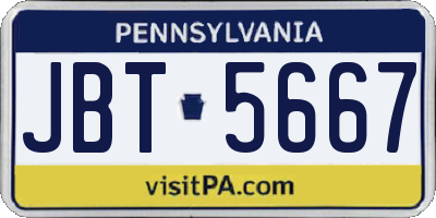 PA license plate JBT5667