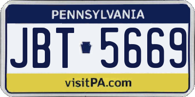 PA license plate JBT5669
