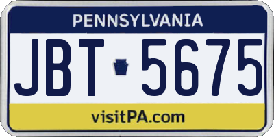 PA license plate JBT5675