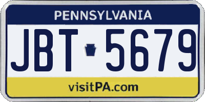 PA license plate JBT5679
