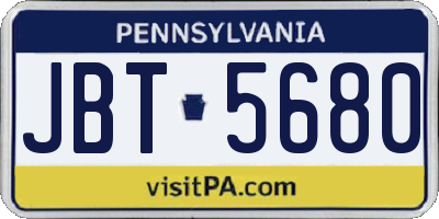 PA license plate JBT5680