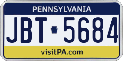PA license plate JBT5684