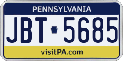 PA license plate JBT5685