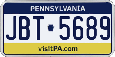 PA license plate JBT5689