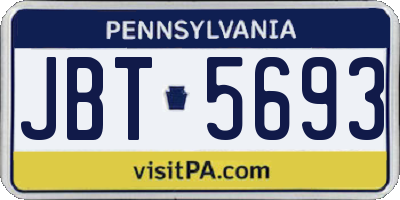 PA license plate JBT5693