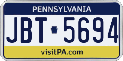 PA license plate JBT5694