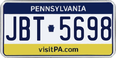 PA license plate JBT5698
