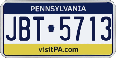 PA license plate JBT5713