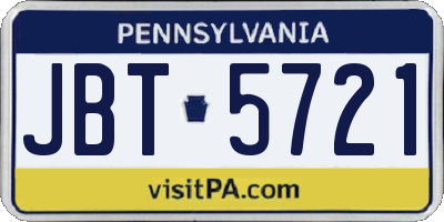PA license plate JBT5721