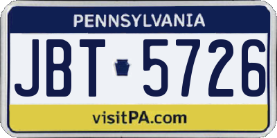 PA license plate JBT5726