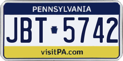 PA license plate JBT5742