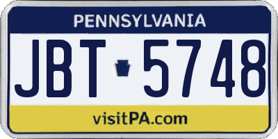 PA license plate JBT5748