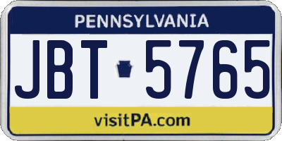 PA license plate JBT5765