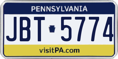 PA license plate JBT5774