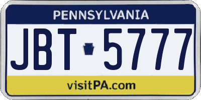 PA license plate JBT5777