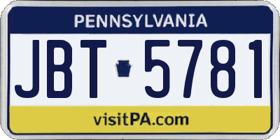 PA license plate JBT5781