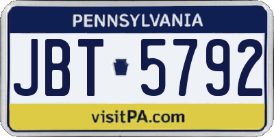 PA license plate JBT5792