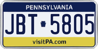 PA license plate JBT5805