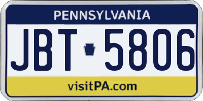 PA license plate JBT5806