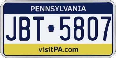 PA license plate JBT5807