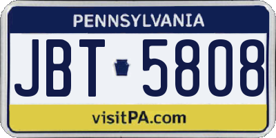 PA license plate JBT5808