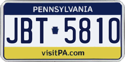 PA license plate JBT5810