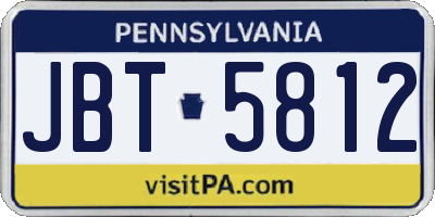PA license plate JBT5812