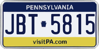 PA license plate JBT5815