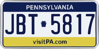 PA license plate JBT5817