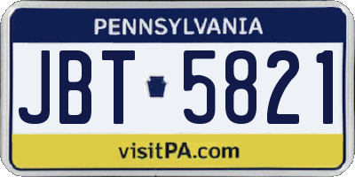 PA license plate JBT5821