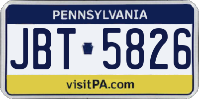PA license plate JBT5826