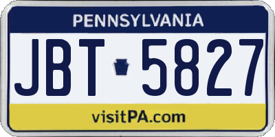 PA license plate JBT5827