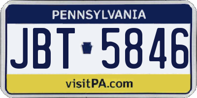 PA license plate JBT5846