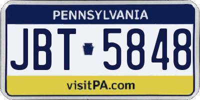 PA license plate JBT5848
