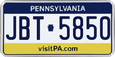PA license plate JBT5850