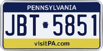 PA license plate JBT5851