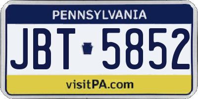 PA license plate JBT5852